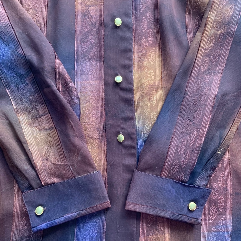 UNAVAILABLE Vintage Retro TRU Sheer Copper and Blue Long Shirt - Picture 5 of 5